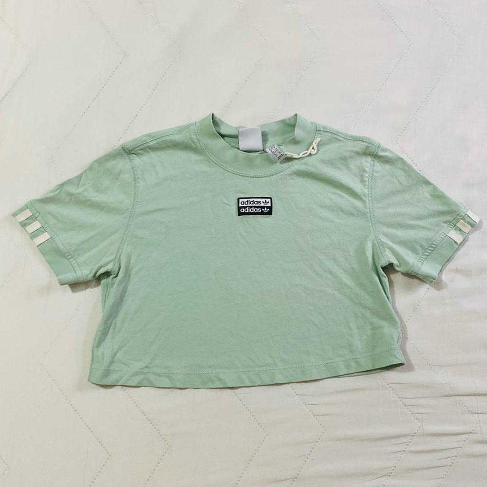 Adidas Original Womens XS Crop Top Frozen Green Mint.